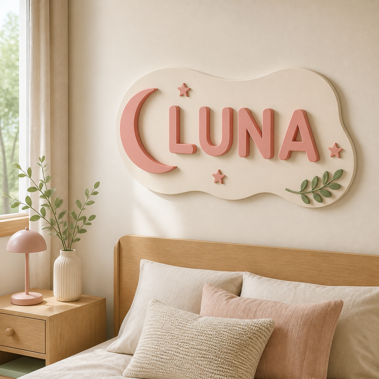 Painel infantil personalizado com o nome Luna